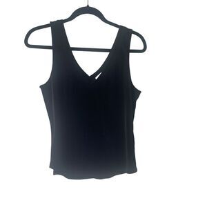 Another Love Women's Size Small Black Velvet Double‎ V Tank Top